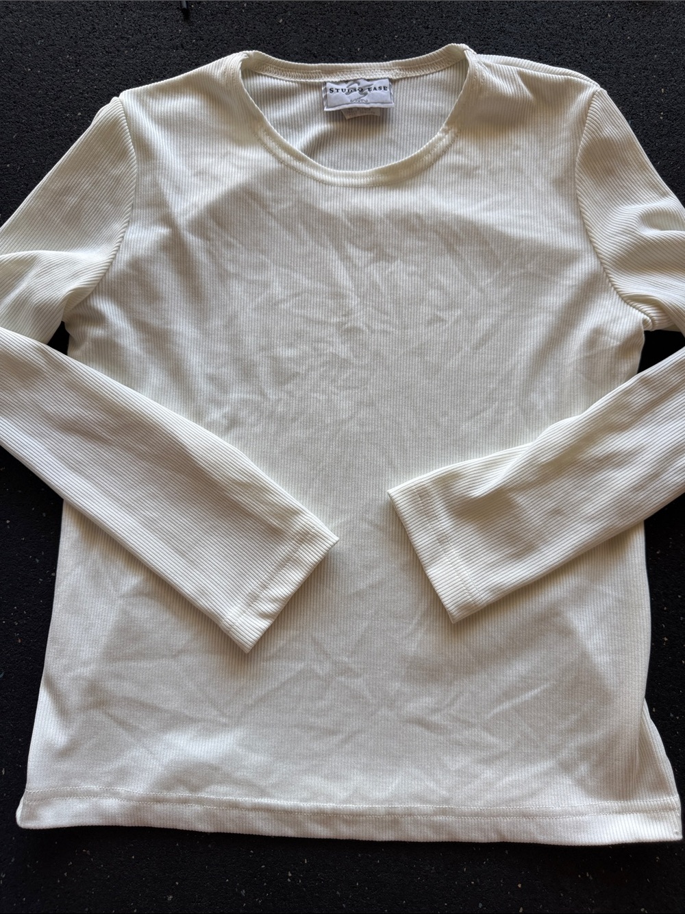 Vintage Long Sleeve Ribbed Tee - Cream